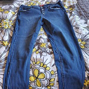 Straight Leg Pinstripe Jeans